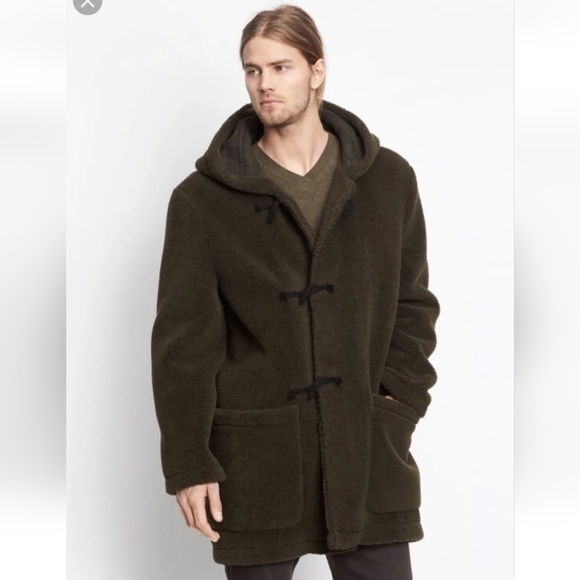 VINCE Hooded Sherpa Toggle Coat - Picture 1 of 10